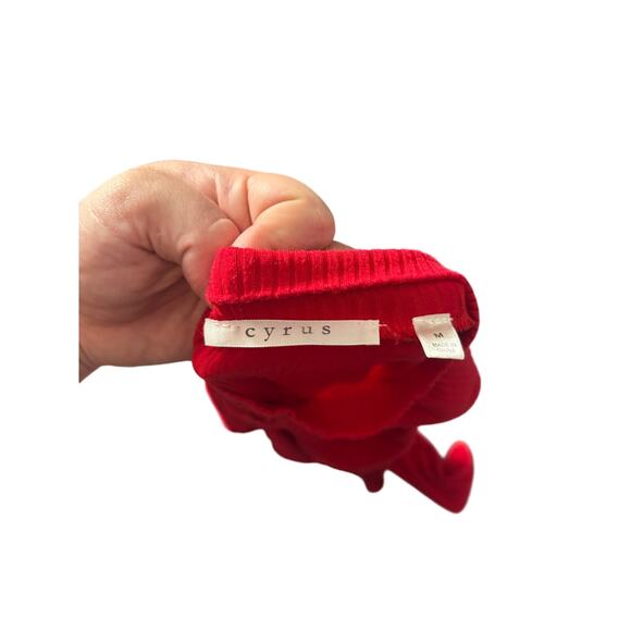 Cyrus Red Ribbed Cutout Mock Neck Top, Women's Medium - Picture 3 of 5